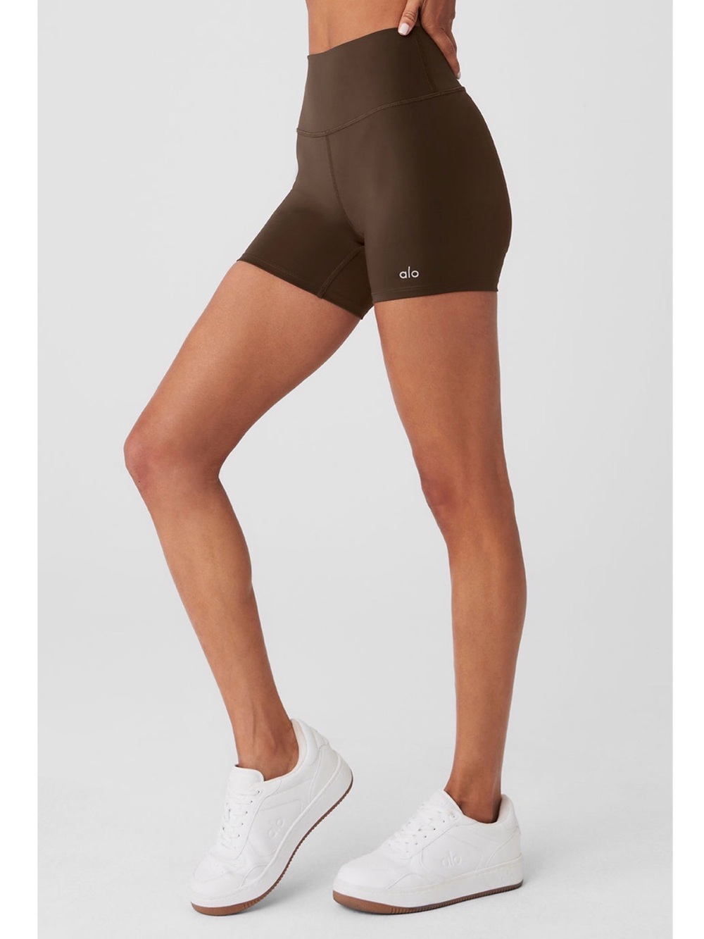 ALO Yoga High-Rise Chocolate Brown Bike Shorts